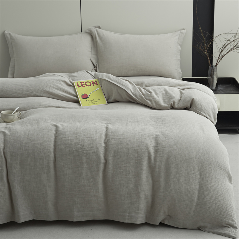 Doppellagiges Gaze-Bettwäscheset aus 100 % Baumwollstoff, superweich Doppellagiges Gaze-Bettwäscheset aus 100 % Baumwollstoff, superweich