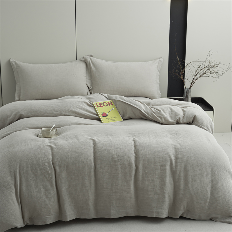 Doppellagiges Gaze-Bettwäscheset aus 100 % Baumwollstoff, superweich Doppellagiges Gaze-Bettwäscheset aus 100 % Baumwollstoff, superweich