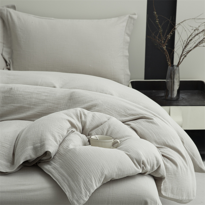 Doppellagiges Gaze-Bettwäscheset aus 100 % Baumwollstoff, superweich Doppellagiges Gaze-Bettwäscheset aus 100 % Baumwollstoff, superweich