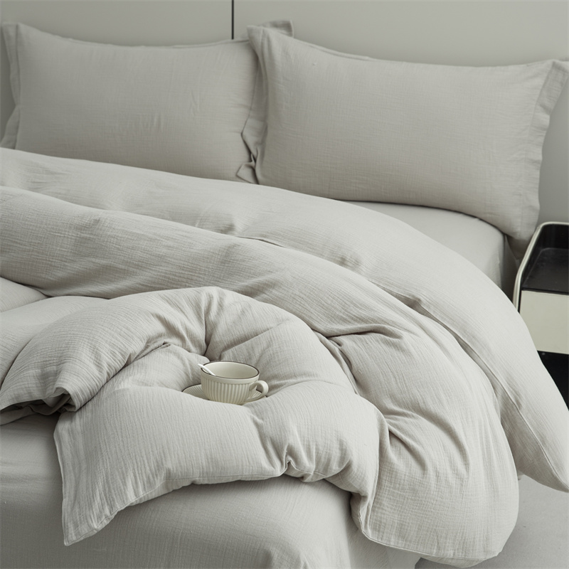 Doppellagiges Gaze-Bettwäscheset aus 100 % Baumwollstoff, superweich Doppellagiges Gaze-Bettwäscheset aus 100 % Baumwollstoff, superweich