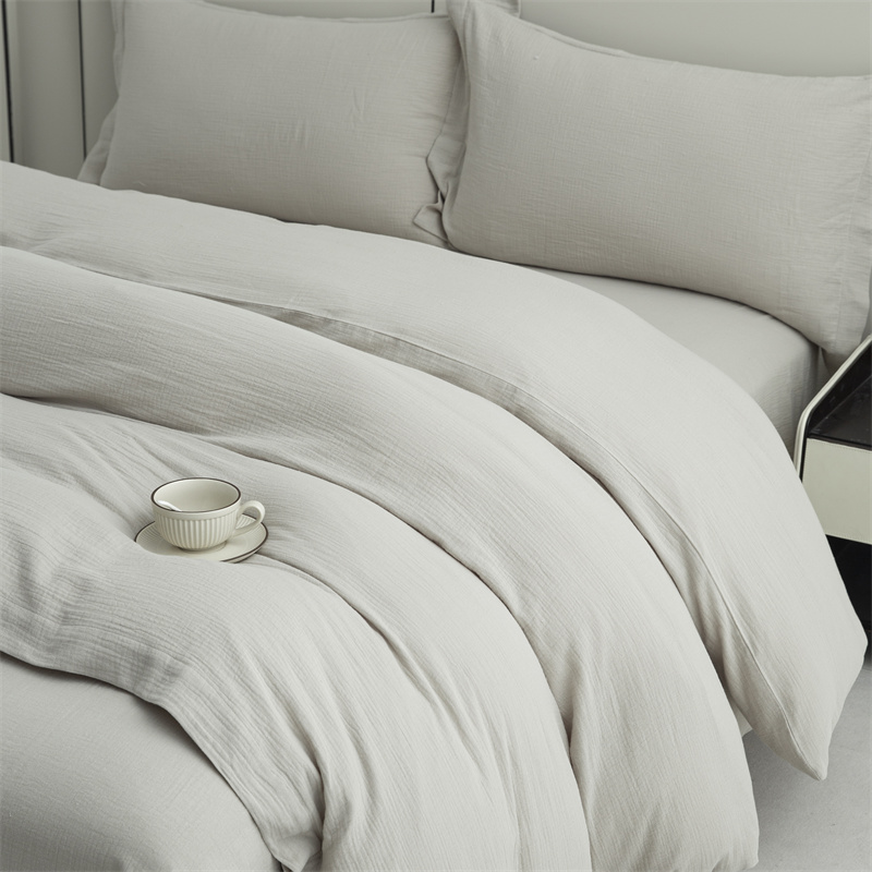 Doppellagiges Gaze-Bettwäscheset aus 100 % Baumwollstoff, superweich Doppellagiges Gaze-Bettwäscheset aus 100 % Baumwollstoff, superweich