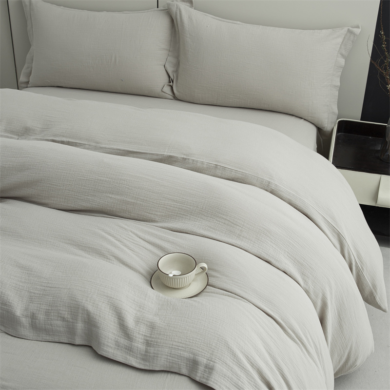 Doppellagiges Gaze-Bettwäscheset aus 100 % Baumwollstoff, superweich Doppellagiges Gaze-Bettwäscheset aus 100 % Baumwollstoff, superweich