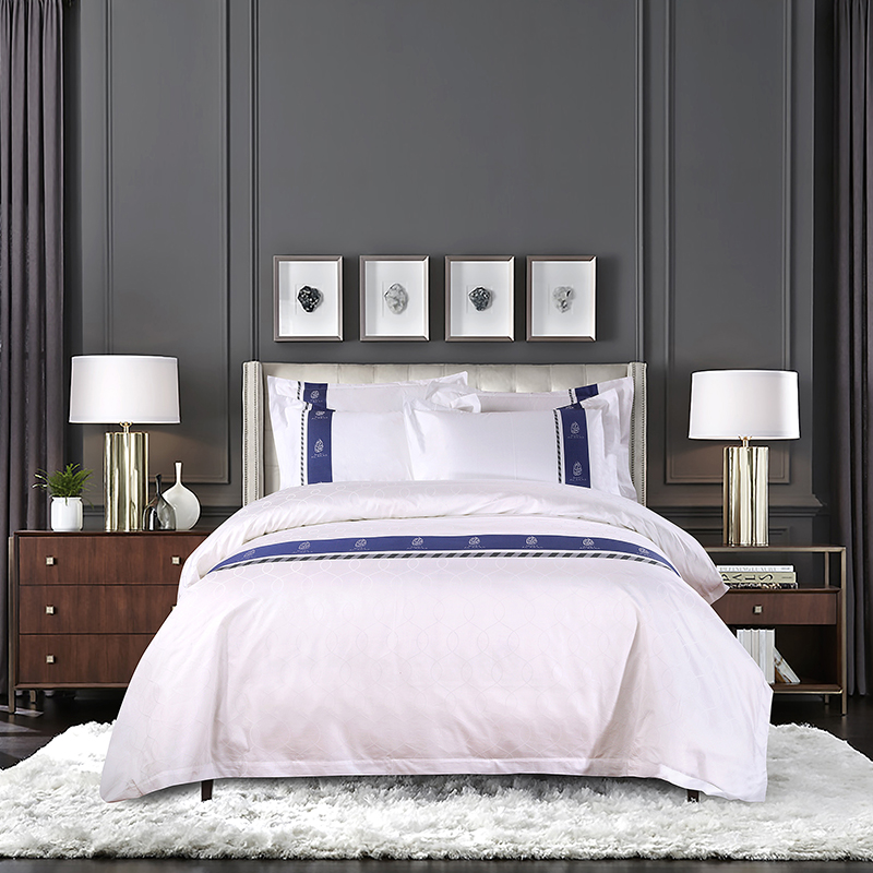 Garngefärbtes, individuelles Logo-Bettwäscheset aus 100 % Baumwolle